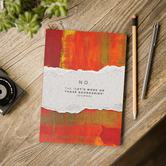 Boundaries Journal — 'No.' Self-Care Softcover Journal with Abstract Orange Art