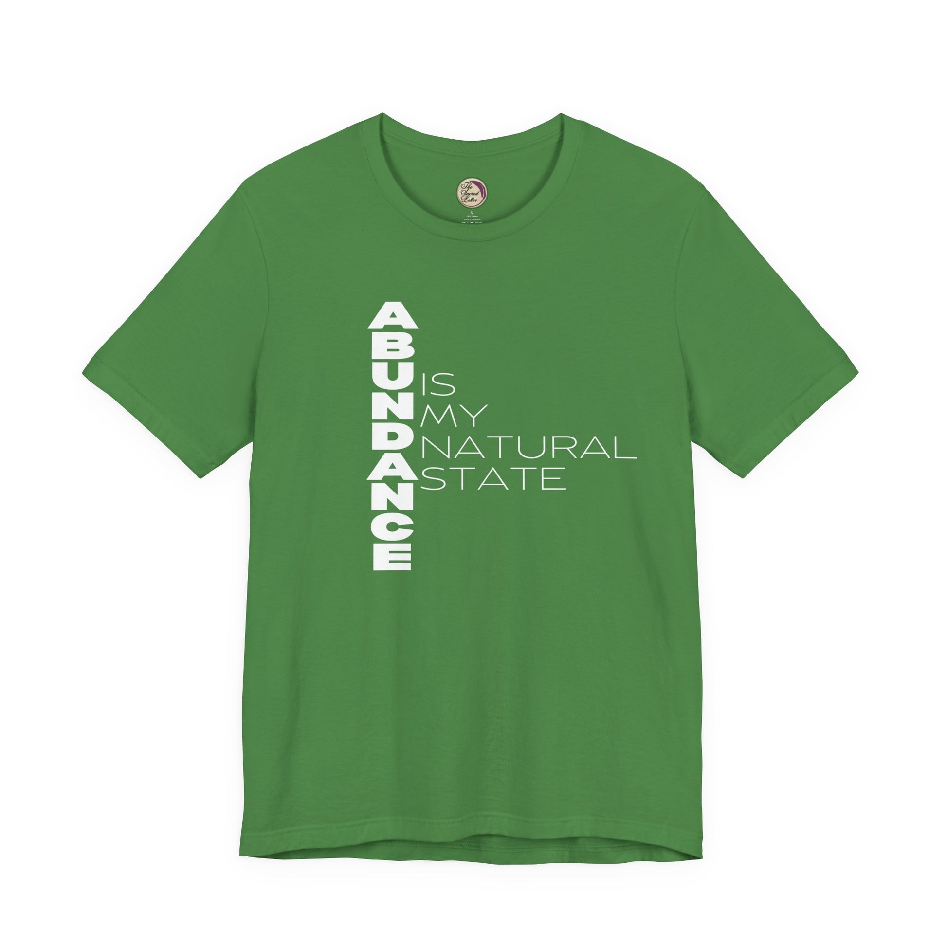 Green t-shirt with motivational text on a white background