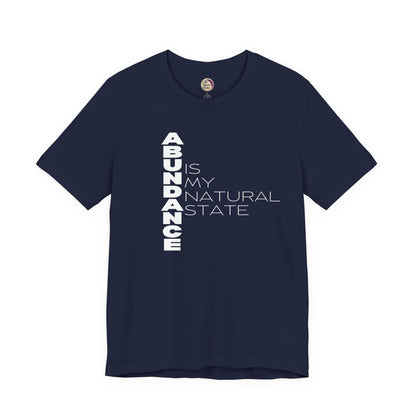 Navy blue t-shirt with motivational text on a white background