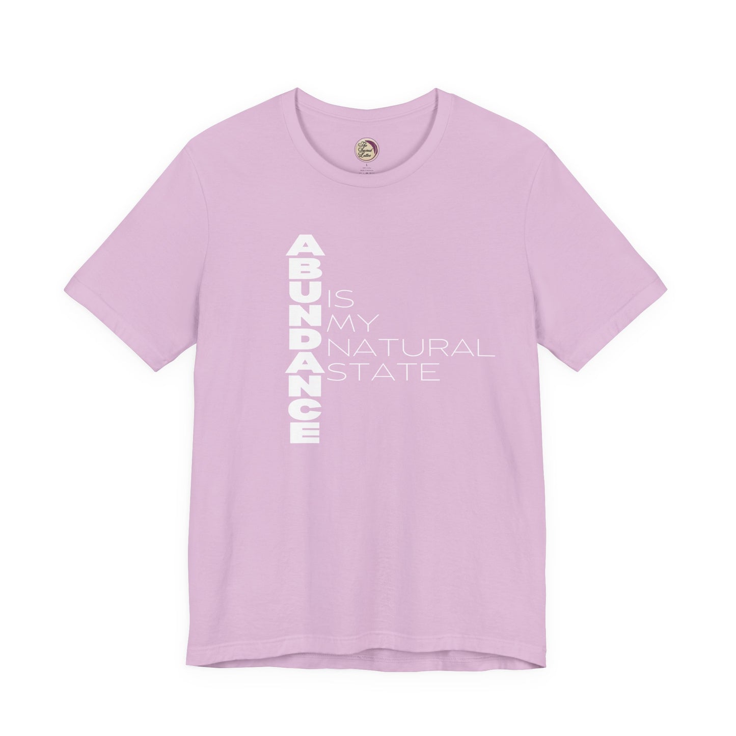 Purple t-shirt with motivational text on a white background