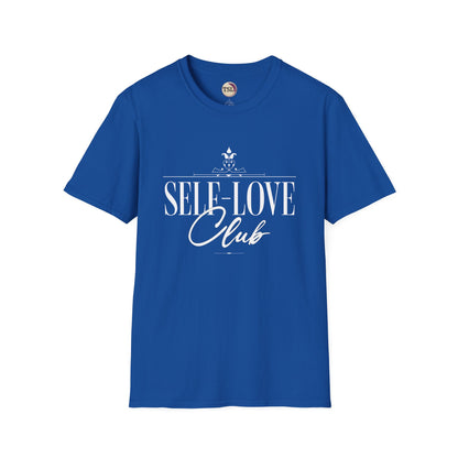 Royal Blue t-shirt with 'SELF-LOVE Club' text on a white background