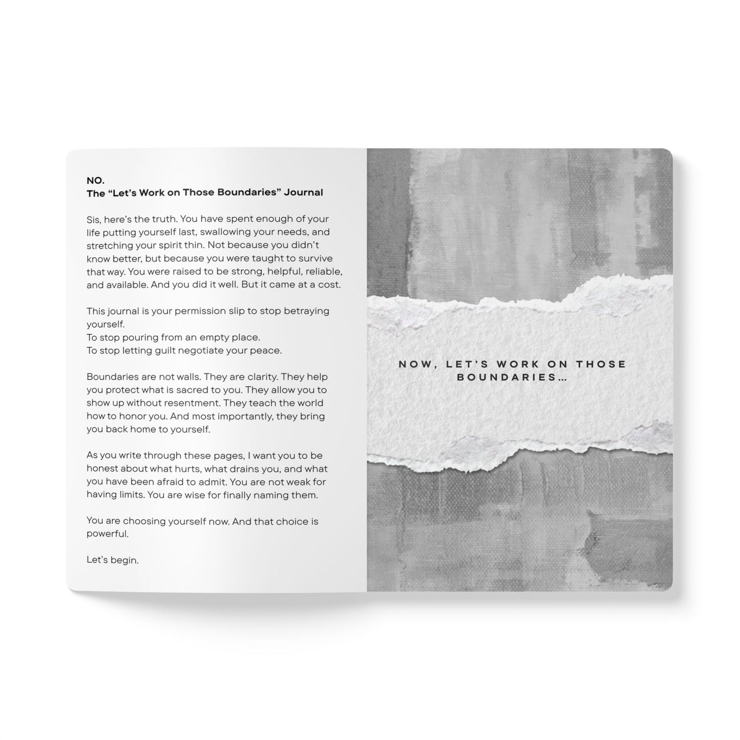 Boundaries Journal — 'No.' Self-Care Softcover Journal with Abstract Orange Art