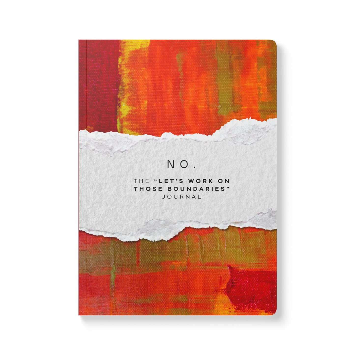 Boundaries Journal — 'No.' Self-Care Softcover Journal with Abstract Orange Art