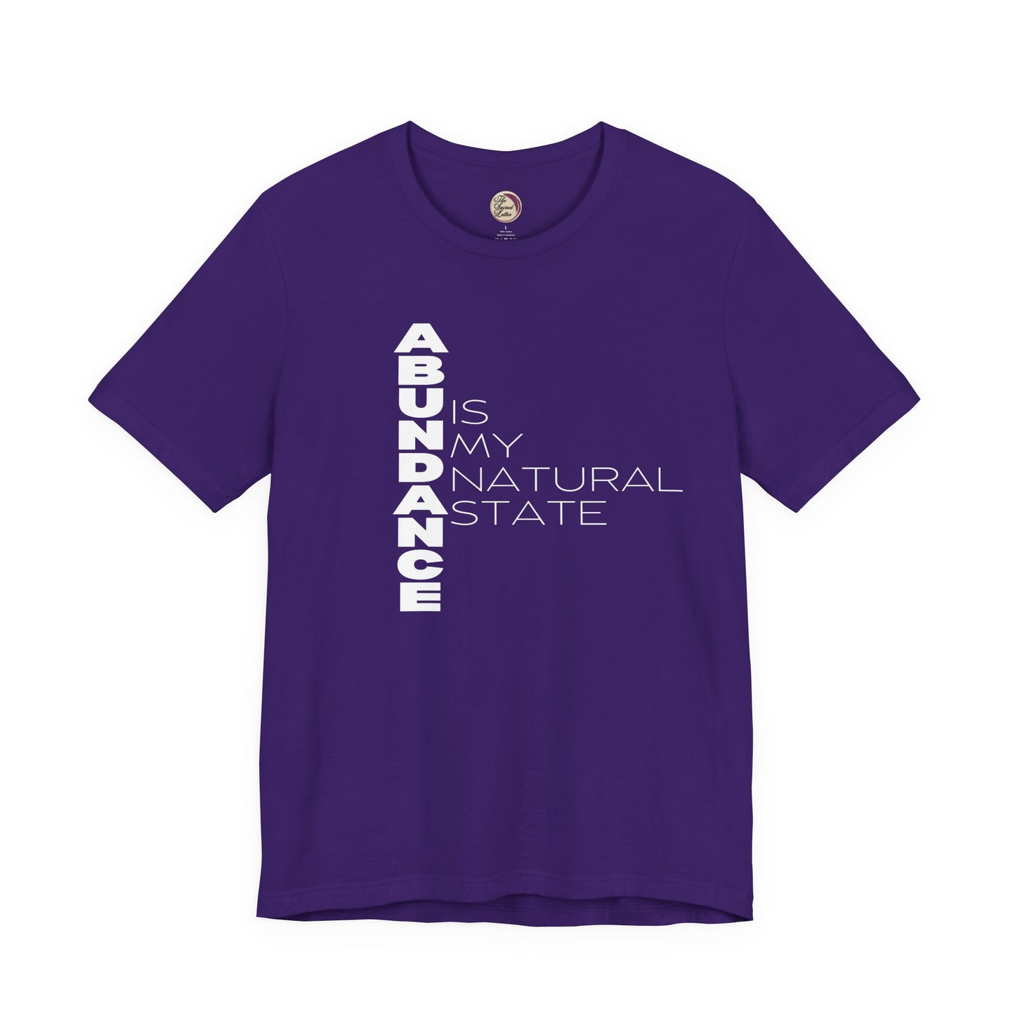 Purple t-shirt with motivational text on a white background