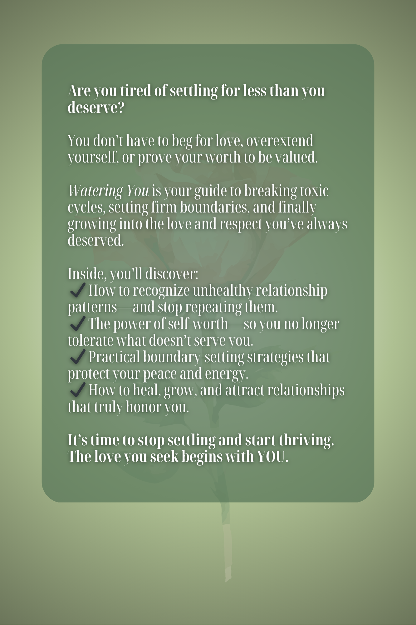 Motivational text on a green background