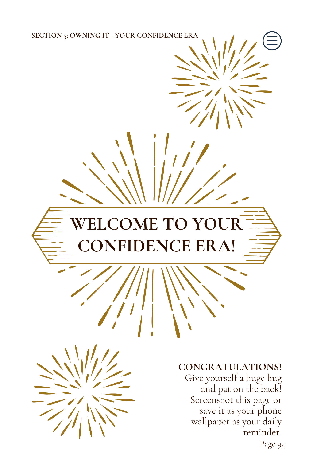 Text 'Welcome to Your Confidence Era!' with decorative elements on a white background