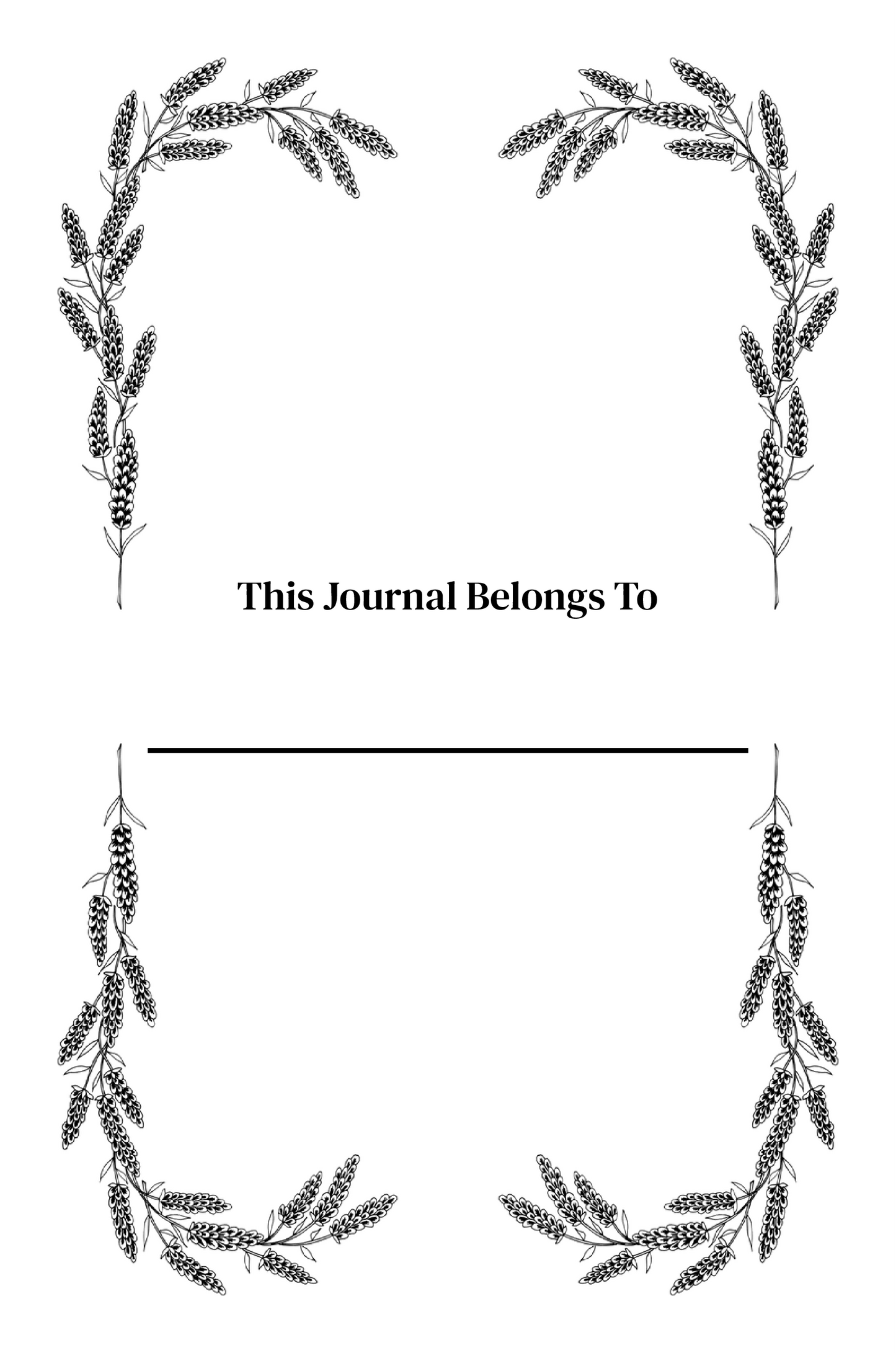 Decorative journal cover with floral wreaths and 'This Journal Belongs To' text.