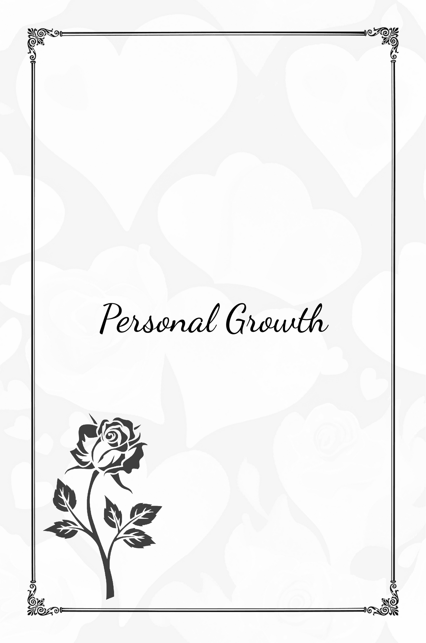 Decorative border with a rose and the text 'Personal Growth' on a white background