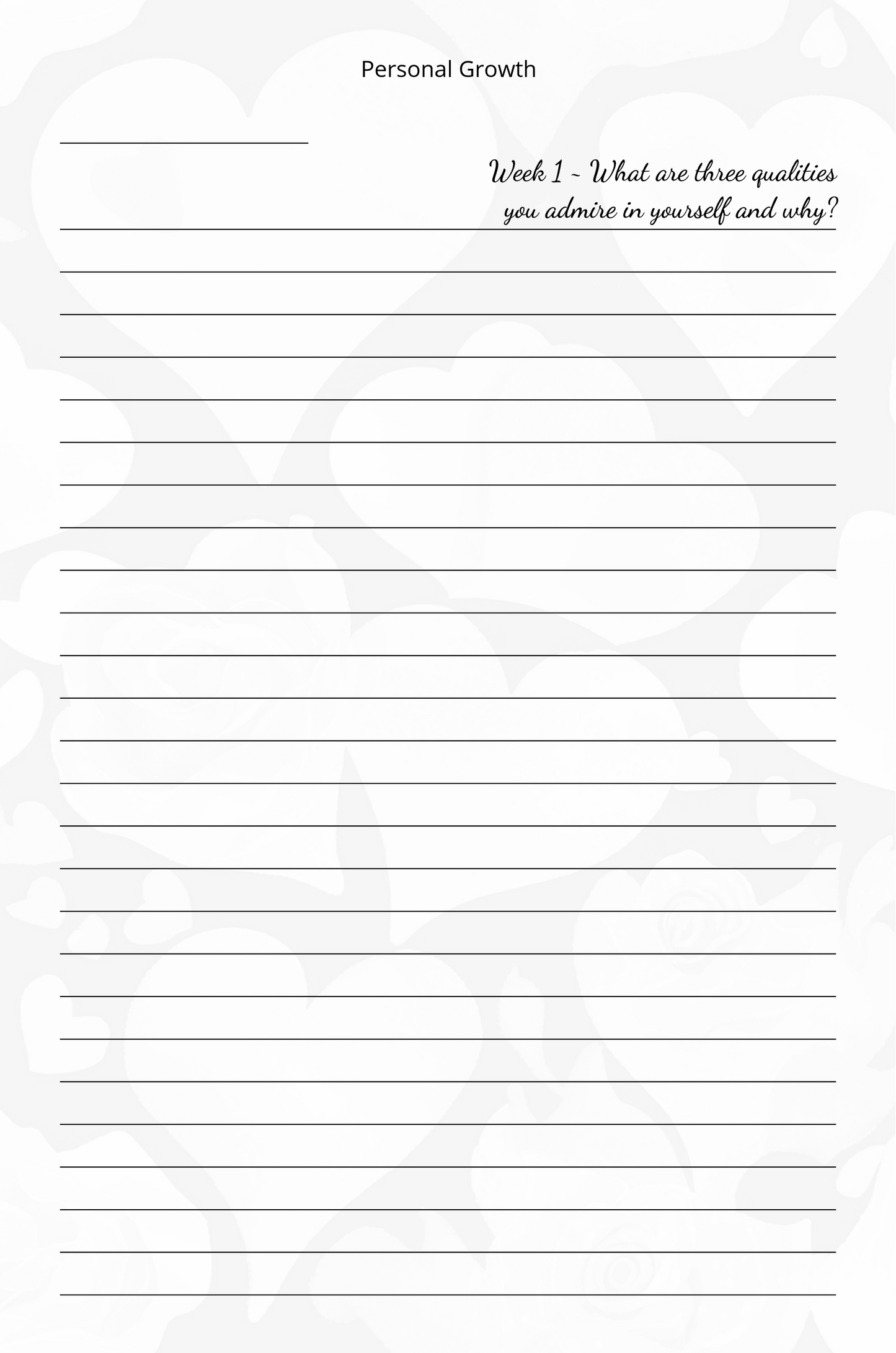 Lined paper with a question prompt for personal growth on a white background